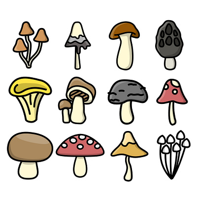 Mushroom and Toadstool Icons food foraging fungus icon icon design icons mushroom nature plants toadstool
