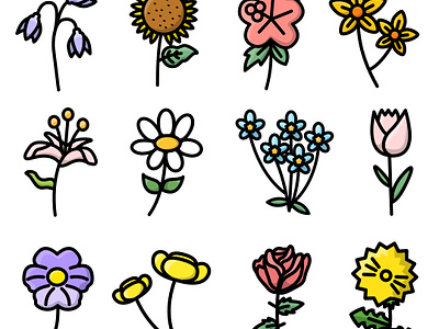 Wild Flowers Icons flower flowers icon icon design icons nature petals plant
