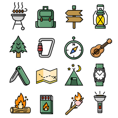 Camping and Outdoors Icons active camping hiking icon icon design icons lifestyle outdoors