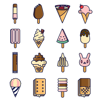 Ice Cream and Popsicle Icons candy food ice cream icon icon design icons lolly popsicle snack summer