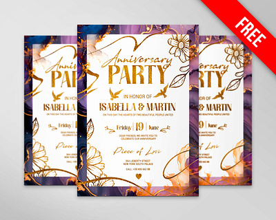 Free Anniversary Party Flyer PSD Template anniversary party club flyer design download flyer design free free psd freebie graphic design illustration party flyer psd