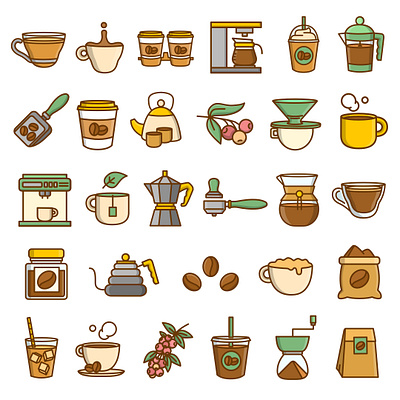 Coffee and Barista Icons barista brewing cafe cappuccino coffee coffee shop espresso icon icon design icons tea