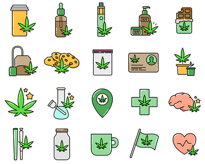 Medicinal Marijuana Icons cannabis cbd icon icon design icons marijuana medicinal pot thc weed