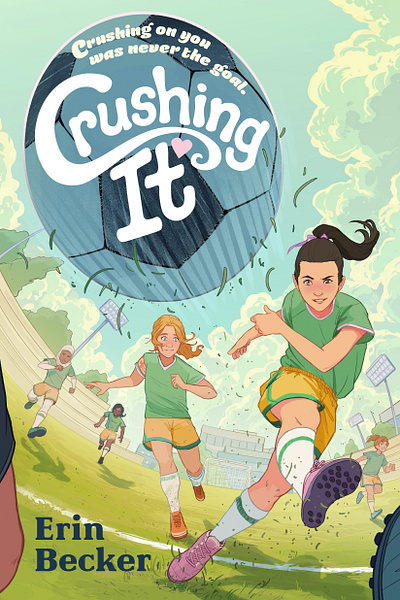 Crushing It 2d book cover character children digital dynamic folioart football illustration ricardo bessa sport ya