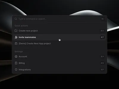 Command menu 🤝 @TunnelHQ command command menu dark mode dark ui menu
