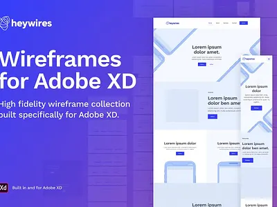 Adobe XD Wireframe Kit - Hey Wires adobe xd bootstrap grid ui and ux ui design ui kit ui mockup ui template ui ux web web design wireframe wireframes xd xd wireframes