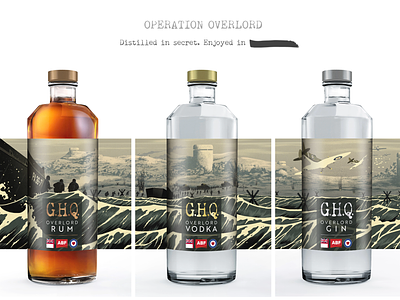 Operation Overlord bottle labels bw digital folioart graphic design illustration monochrome packaging rui ricardo scene triptych war