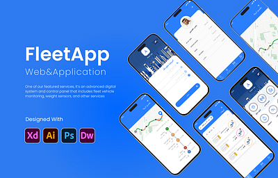 Fleet App Web & Mobile Application dashboard fleet fleet app mobile app monitoring ui ui design uiux user experience user interface ux design web design