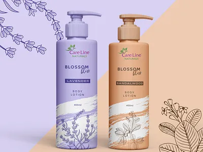 Body-Lotion-Label-Design body lotion branding clean cosmetics design graphic design label design lavender minimal packaging design pastel professional pump bottle purple sandalwood skincare typography