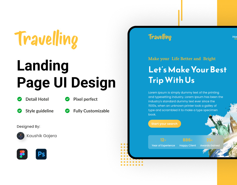 Landing Page UI Design figma landing page landing page ui design photoshop travel travel page ui design ui ui design uiux web design