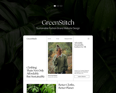 GreenStitch - Sustainable Fashion Band e commerce fashion landing page marketplace sustainable sustainable fashion typography ui web design website