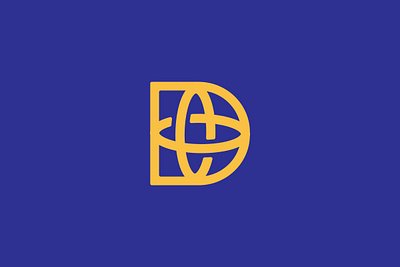 D lettermark Globe Logo (for sale) blue branding business corporate d design earth flat for sale globe letterform lettermark logo monogram nigerian sphere wordmark world yellow