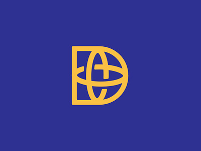 D lettermark Globe Logo (for sale) blue branding business corporate d design earth flat for sale globe letterform lettermark logo monogram nigerian sphere wordmark world yellow