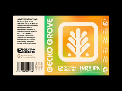 Glyph Beer 41 arbor beer beer label forest gecko hazy ipa icon iconography illustration ipa leaf lizard logo mango nature packaging design pineapple smoothie symbol tree