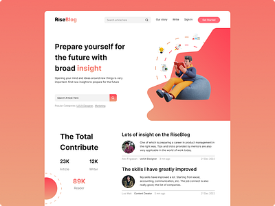 RiseBlog - Social Publishing Platform blog design landing landing page publish social topic ui ux web