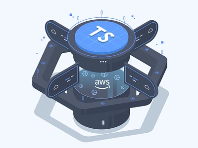 TypeScript with AWS development. Isometric Design 3d app aws code cyber data design development digital graphic design illustration isometric preview program script site space ui web