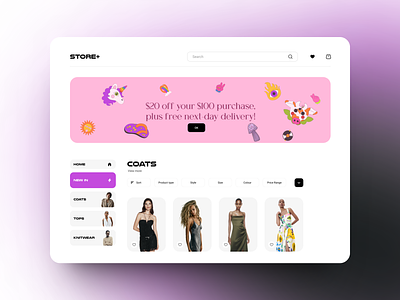 Store+ Ecommerce Web Design cart clothing design e commerce ecommerce web marketplace minimal modern online store sell shop shopping shopping app ui uiux ux web website