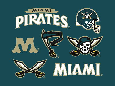 09/32 – Miami Pirates branding design flash sheet florida football graphic design illustration logo miami pirates skull sports sports branding typography