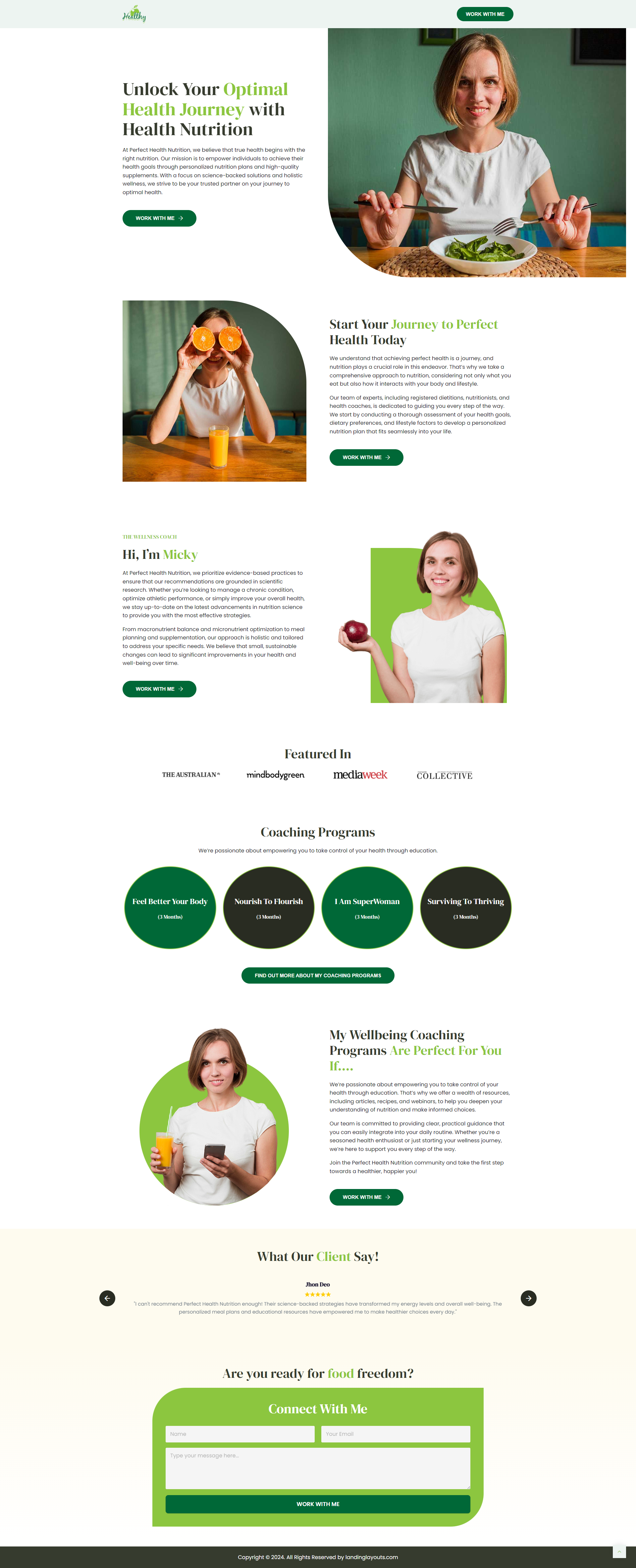 Perfect Health Nutrition Lead Generation Landing Page landing page lead generation template wordpress