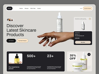 SkinCare Product - Landing Page brand cream ecommerce f commerce fashion website landing page makeup website product ui serium skin care product ui uiux website design