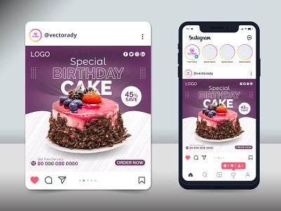Food Social Media Post Design cake food graphic design special vector