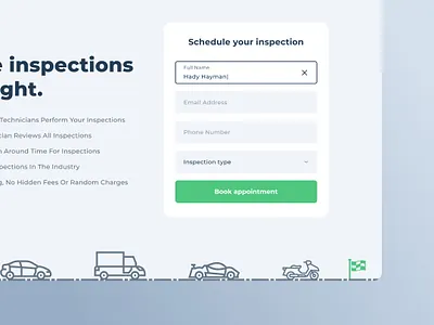 VC - Landing Page cta form hero illustration inspection landing landing page platform vehicle