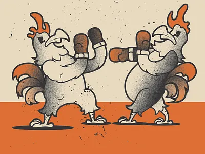 Roosters character design chicken mascot roosters vector illustration