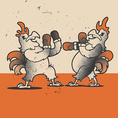 Roosters character design chicken mascot roosters vector illustration