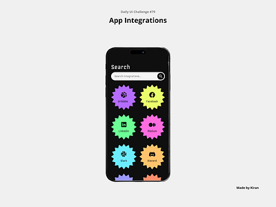 Daily UI Challenge #79 android app integration branding dark mode design discord facebook integrations linkedin medium mobile design search slack ui uichallenge ux uxdesigner uxui