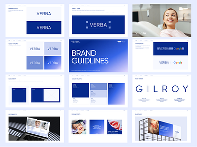 VERBA / Brand Identity / Guidelines blue brand branding clinic dental dental clinic design doctor gilroy graphic design guidlines identity logo logotype ui ux webdesign website
