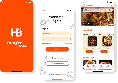 HUNGER BITE graphic design logo ui ux