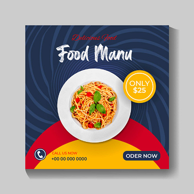 Food Social Media Post Template Design business card flyer menu flyer template food design menu design rollup banner design social media post