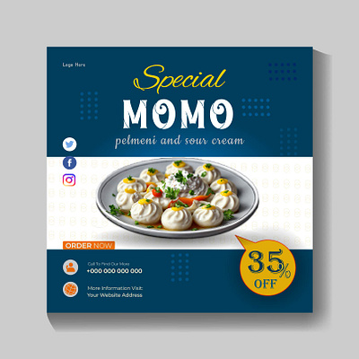 Food Social Media Post Template Design business card facebook cover design flyer menu flyer template food design menu design menu flyer rollup banner design social media post