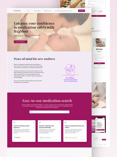 Rx4Mom - Empowering New Mothers with Medication Safety app branding design design agency graphic design illustration logo product design typography ui ux vector