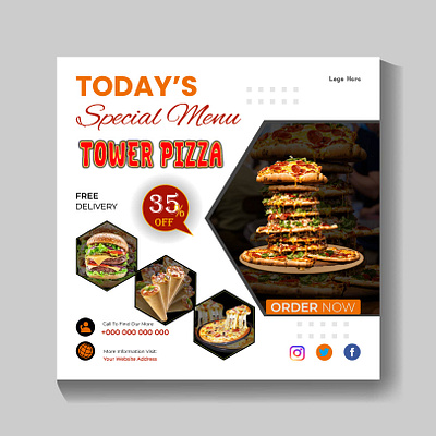 Food Social Media Post Template Design business card facebook cover design ffod design flyer menu flyer template graphic design logo menu menu design rollup banner design social media post