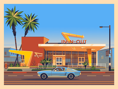 In-N-Out Westwood architecture classic car george townley graphic design illustration in n out in n out burger in n out los angeles in n out westwood los angeles los angeles art los angeles artist los angeles food los angeles george townley los angeles guide los angeles restaurant los angeles sunset palm tree