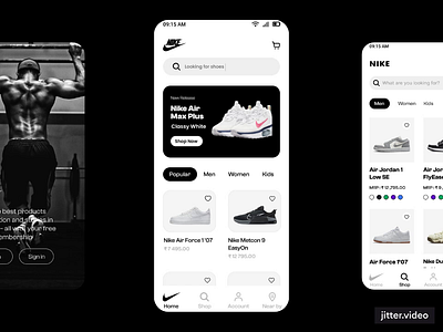 Nike- Mobile UI Design 3d branding graphic design logo nike nikedesign nikemobileui ui ux