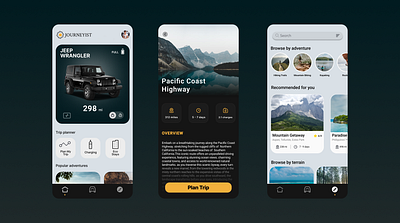 UI design for adventure-planning mobile app app design illustration mobile ui uiux ux