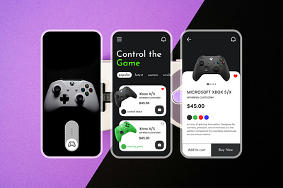 Xbox Controller Online Store - Mobile Application buy accessories buy online controller app game app gaming gaming controller gaming controller app gaming shop gaming store app minimal mobile app design mobile ui design online shop application online store shopping application ux design