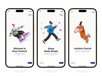 Onboarding Screens for [Easy Connect ] Mobile App 3d branding case study checkout collaboration graphic design new onboarding simple ui ux design