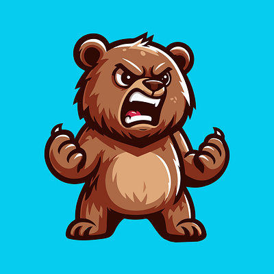 cute bear angry cartoon vector emotional