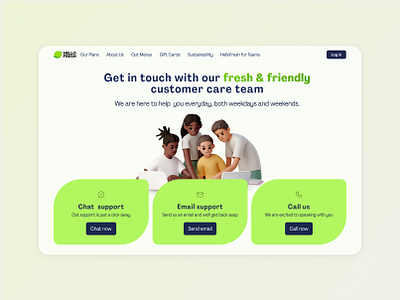 Contact page for HelloFresh contact page graphic design interface ui web