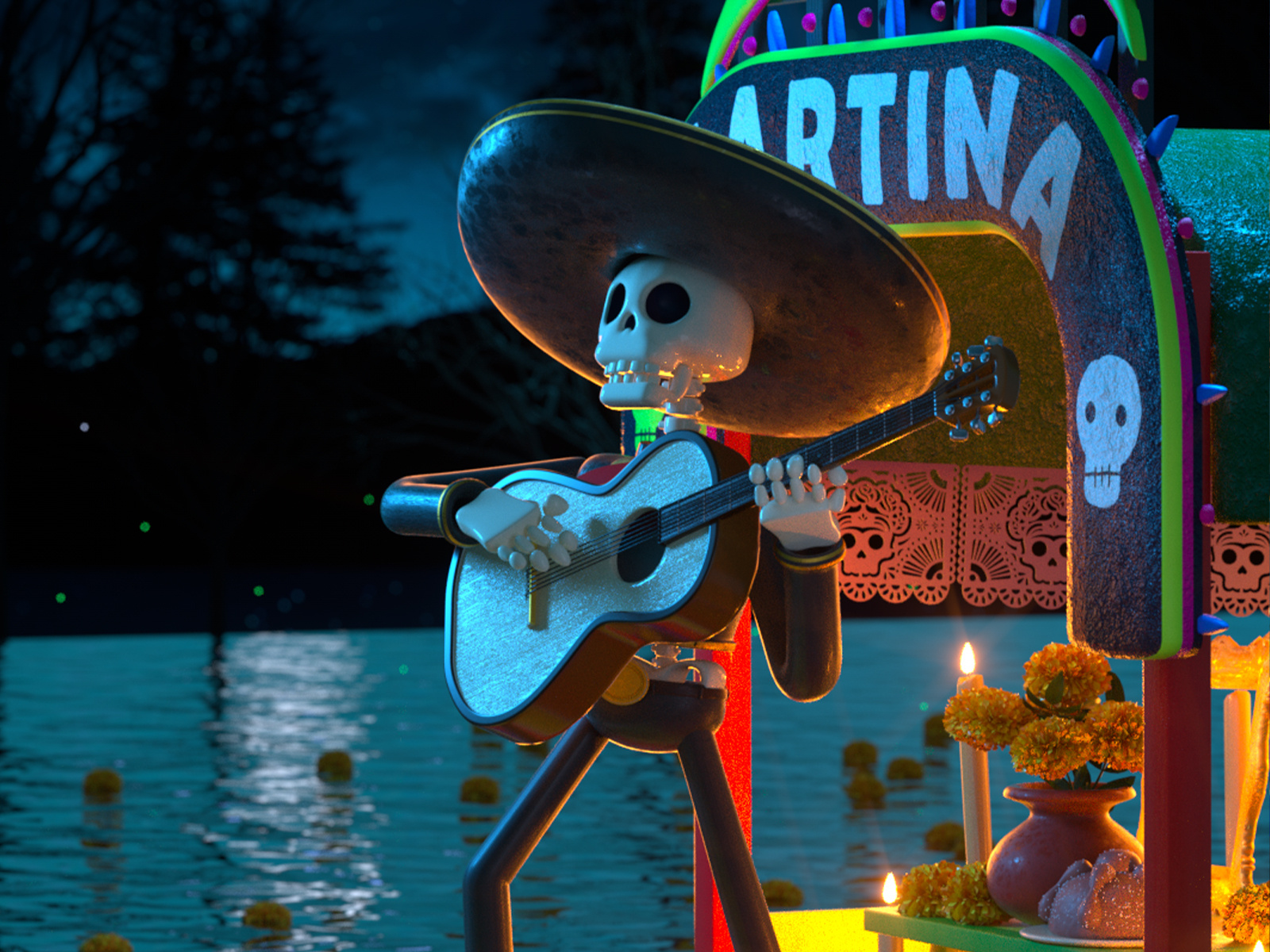 Dia de muertos 3d 3d illustration character design cinema 4d illustration ilustracion kid