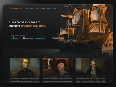 Podcast Landing Page explorers history landing page podcast spotify ui website