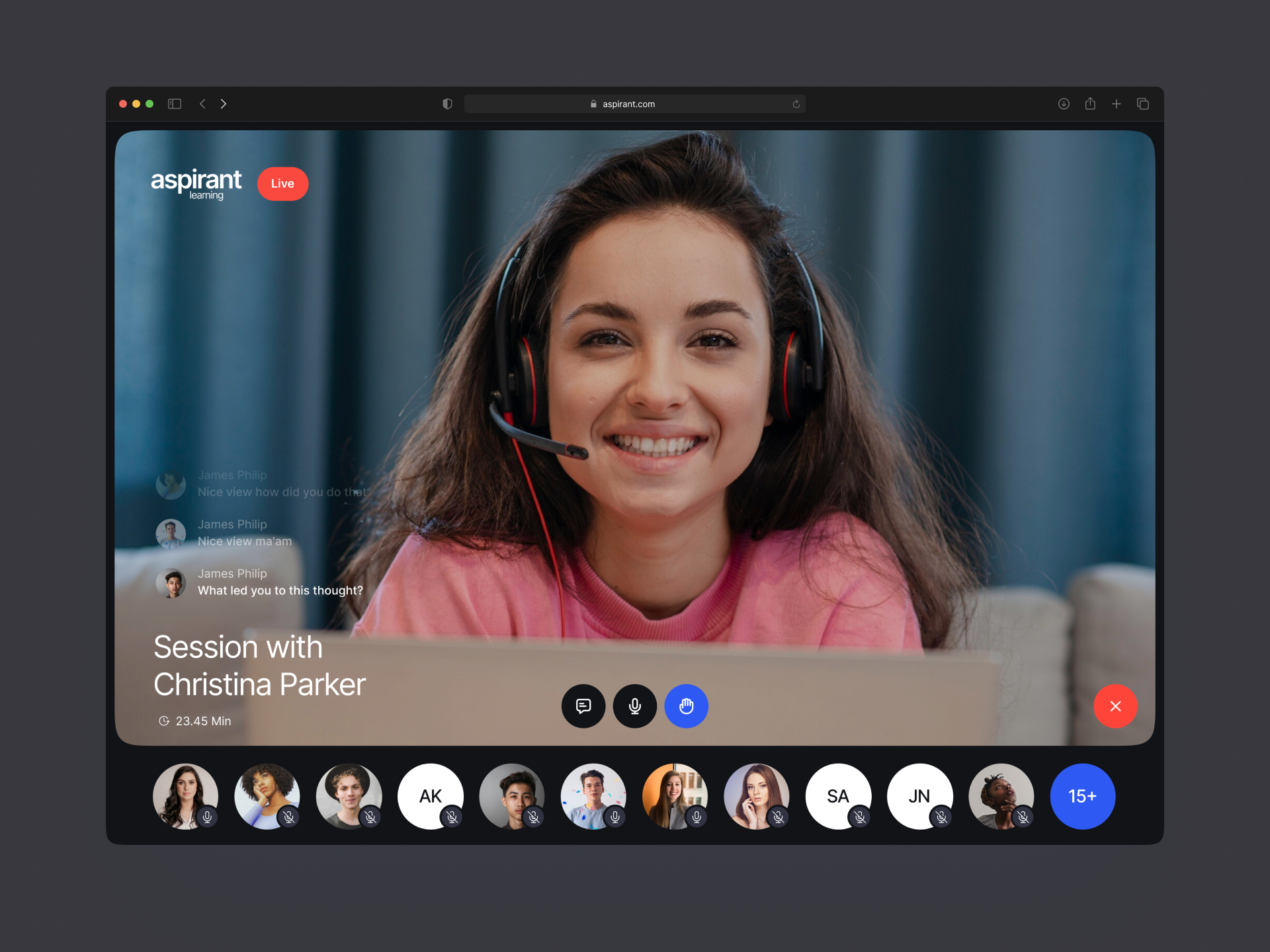 Real-time meetings by Aspirant call creative dark design edition googlemeet homepage live meeting meetingapp members minimal session ui ux video videocall webdesign website zoom