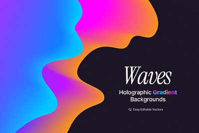Holographic Gradient Waves on Black Background abstract backdrop background black background blend bright dynamic flow futuristic gradient holographic illustration iridescent rainbow smooth vector vivid wallpaper wave wavy