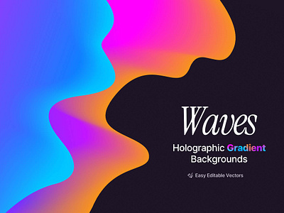 Holographic Gradient Waves on Black Background abstract backdrop background black background blend bright dynamic flow futuristic gradient holographic illustration iridescent rainbow smooth vector vivid wallpaper wave wavy