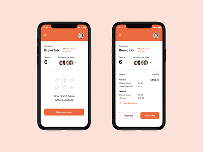 Restaurant App app design minimal design mobile mobile app orange ui restaurant ui
