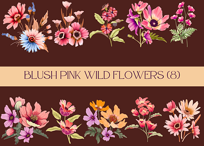 Blush pink wildflower bunch blush pink flowers design florals flower bunch flowers graphic design watercolor wildflower