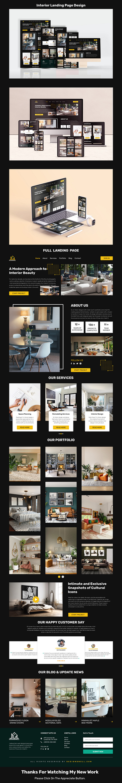 Interior Landing Page Design branding design figma figmadesign homedesign interiordesign uiux userexperience userinterface websitedesign webui